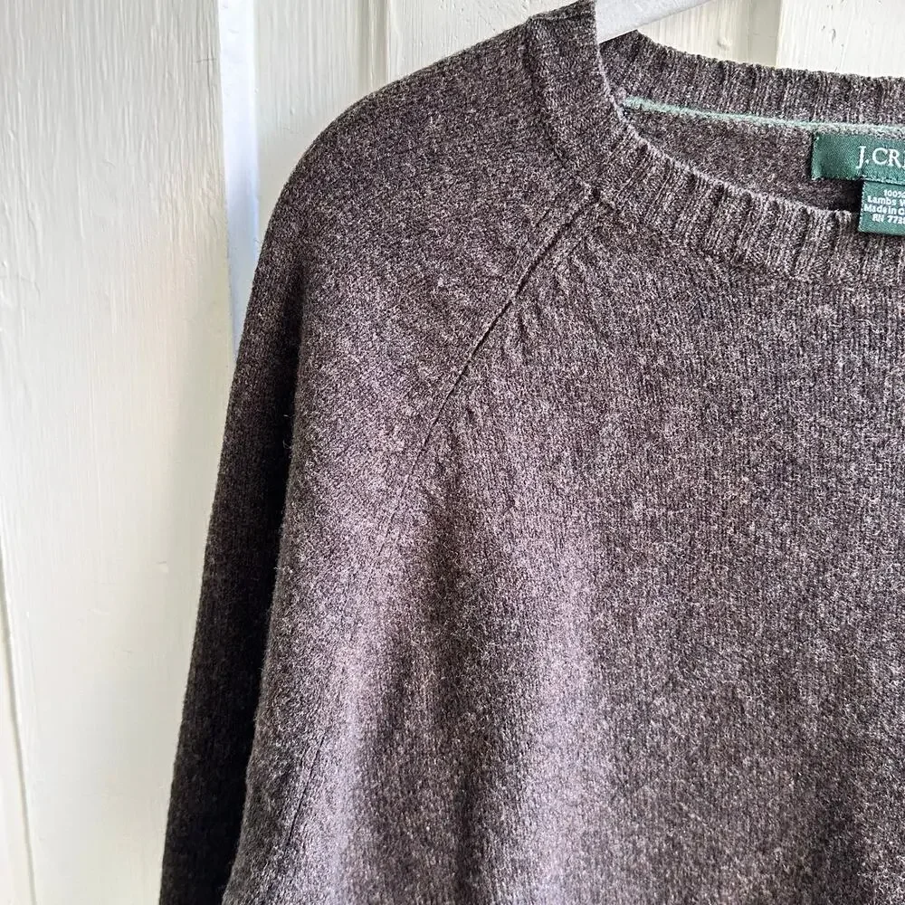 J.Crew Lambswool Crewneck Sweater Brown Men’s Size Large Classic Knit
